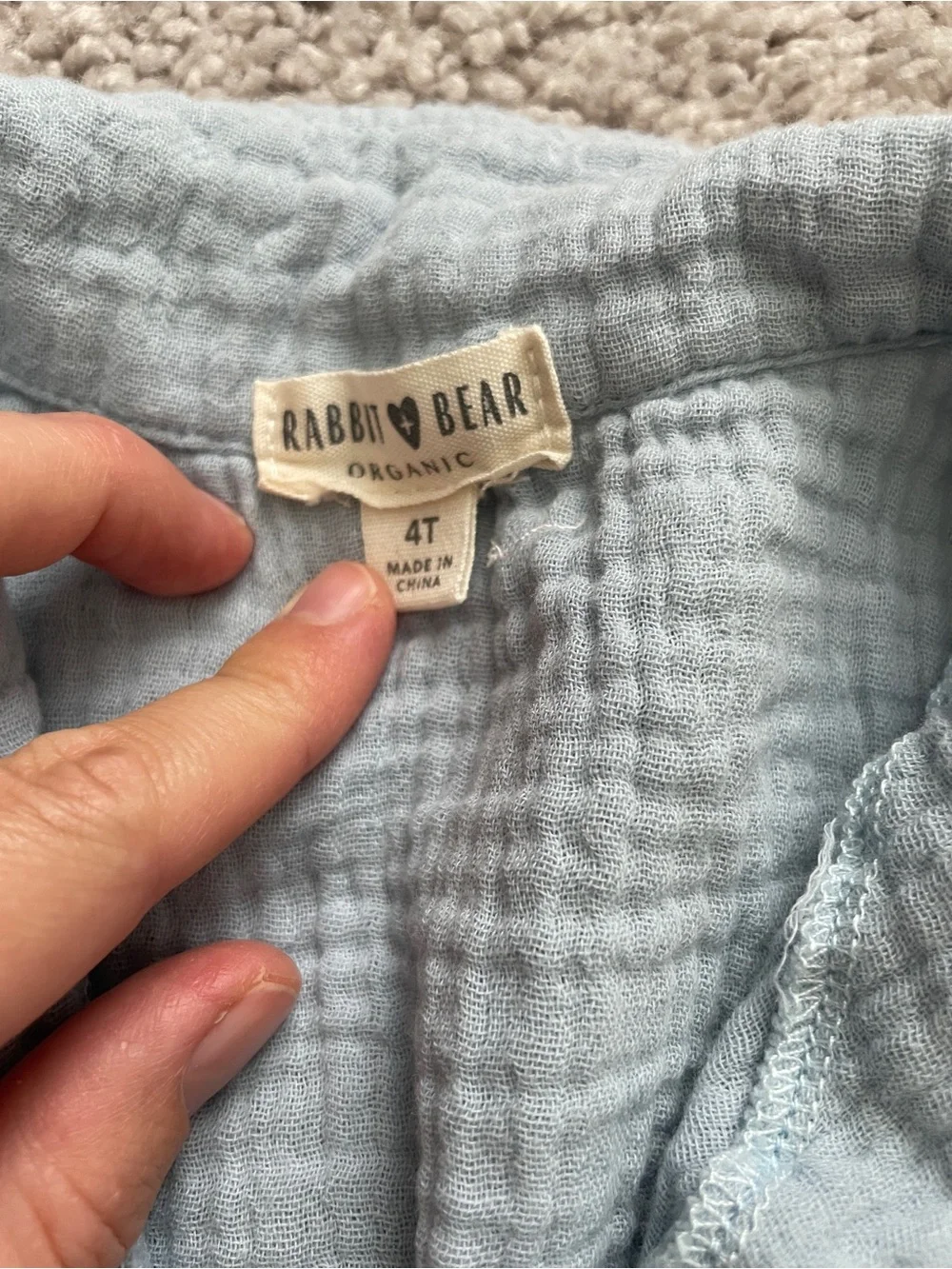 Light Blue Kids Cotton Gauze Pajama Set